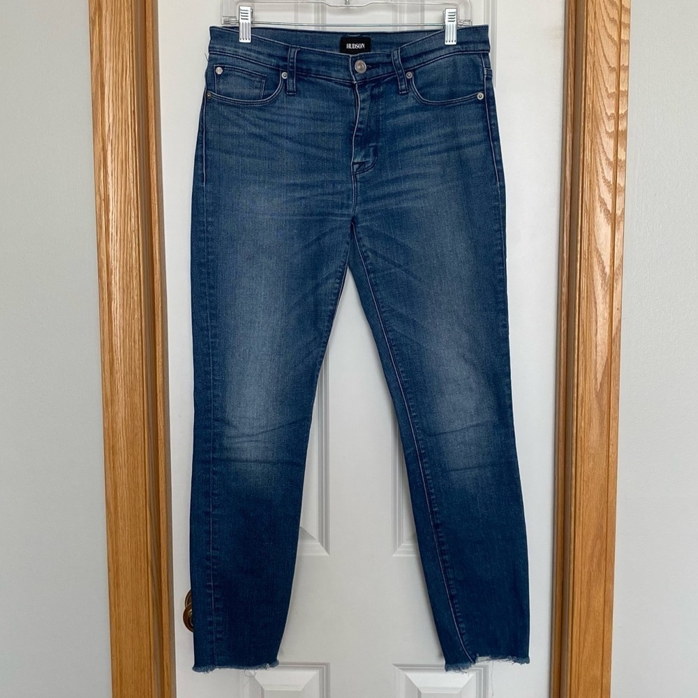 Hudson Natalie Midrise Raw Hem Ankle Skinny Jeans Size 28